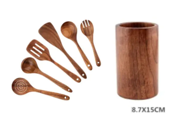 Juego de utensilios de cocina de madera de 7 piezas o más!