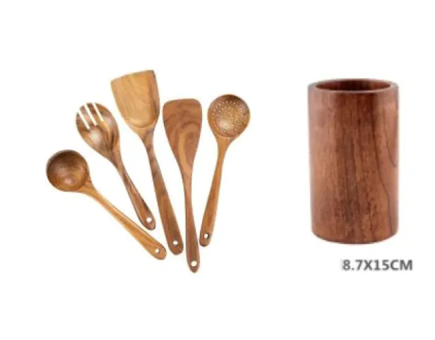 Juego de utensilios de cocina de madera de 7 piezas o más!