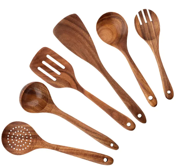 Juego de utensilios de cocina de madera de 7 piezas o más!